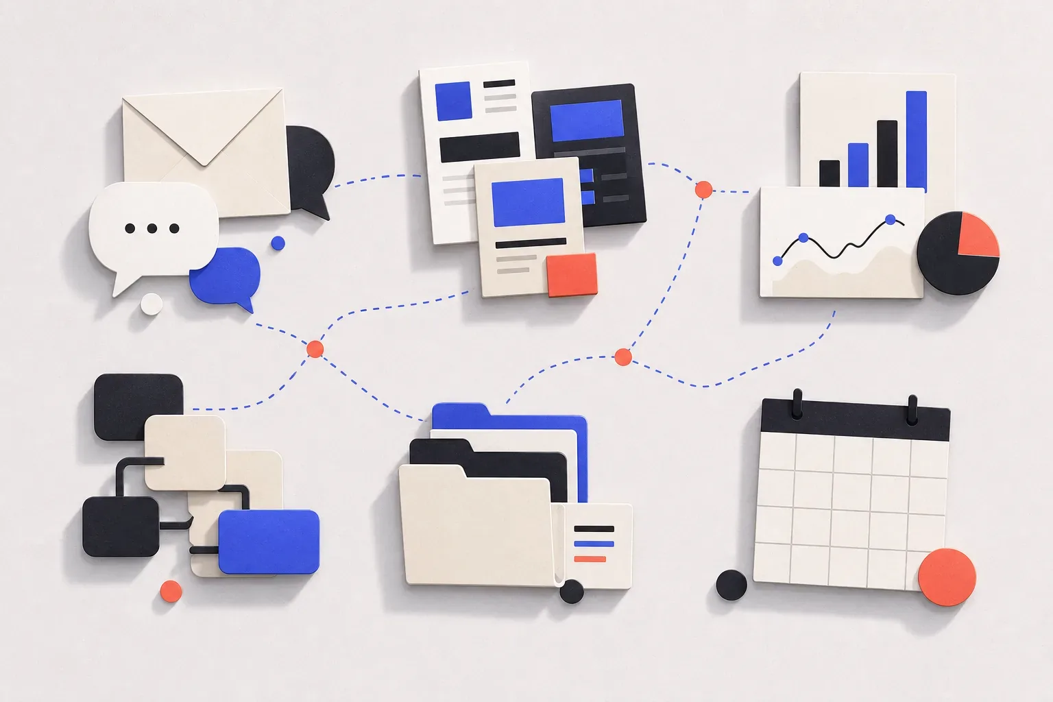 How AI is used in business across communication, marketing, analytics, operations, files, and scheduling